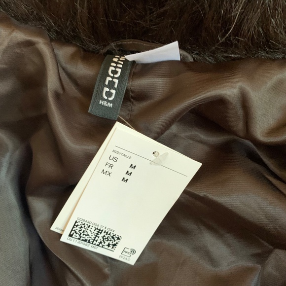 H&M Divided Faux Fur Jacket Coat Brown Black Size M NWT - Picture 7 of 11